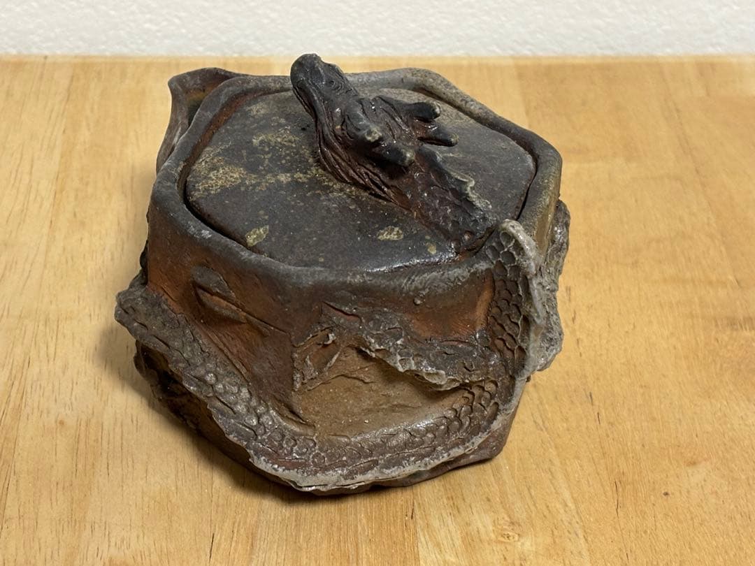 79.備前焼 宝瓶 登り窯 龍 りゅう 六角 手びねり 急須