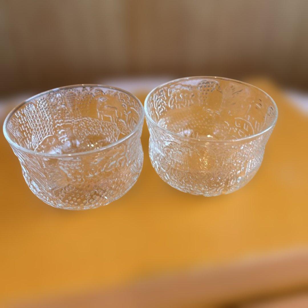 187◆イッタラ ファウナ　動物柄ガラスボウル　２個セット　ヴィンテージ