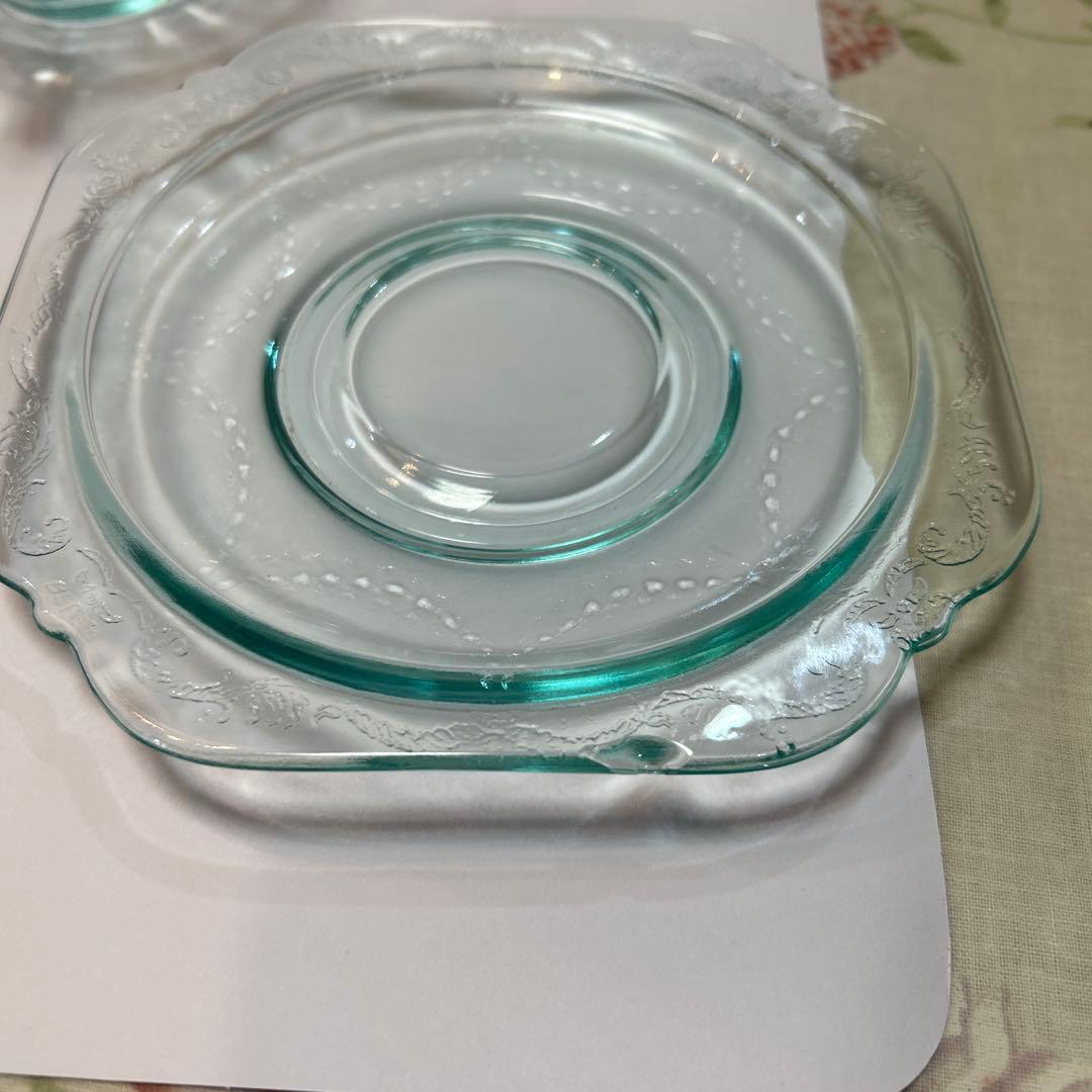 インディアナグラス　マドリッド①プレート大②サラダボール③カップ&ソーサー各2個