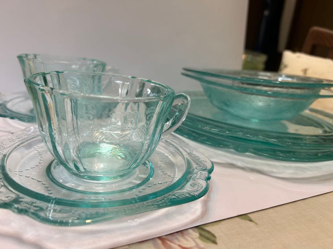 インディアナグラス　マドリッド①プレート大②サラダボール③カップ&ソーサー各2個