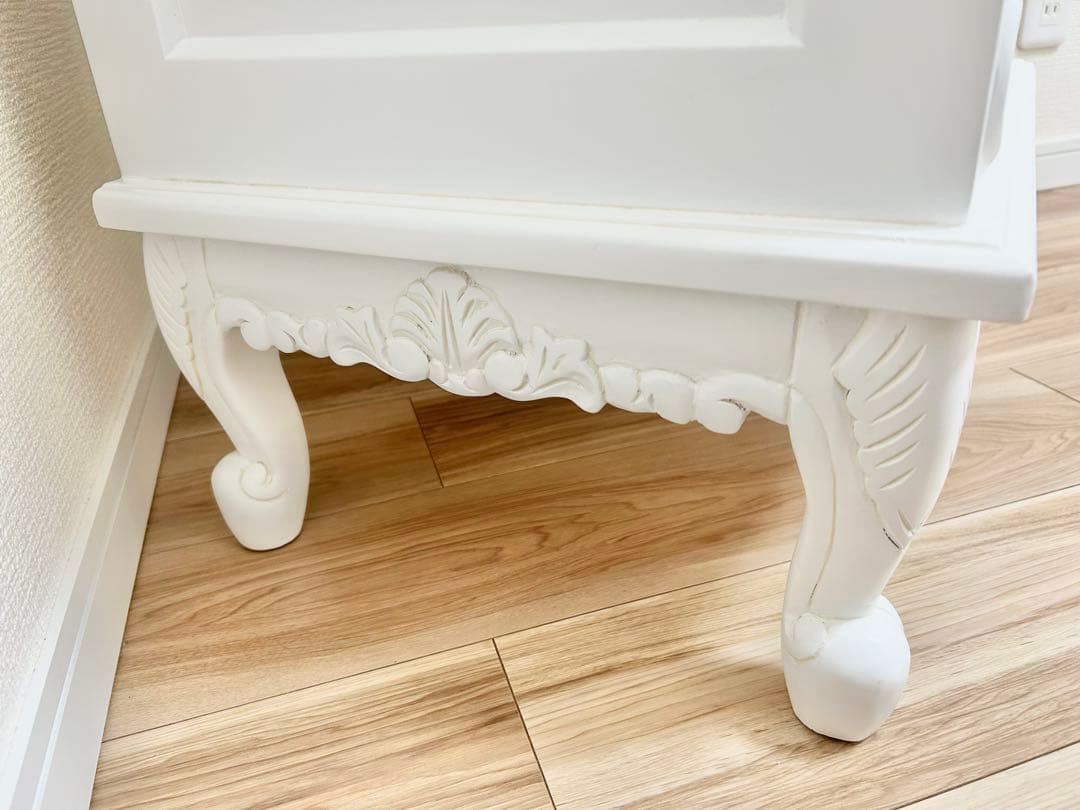 早い者勝ち★ ロココ アンティーク 猫脚 高級5段 チェスト ホワイト 白色