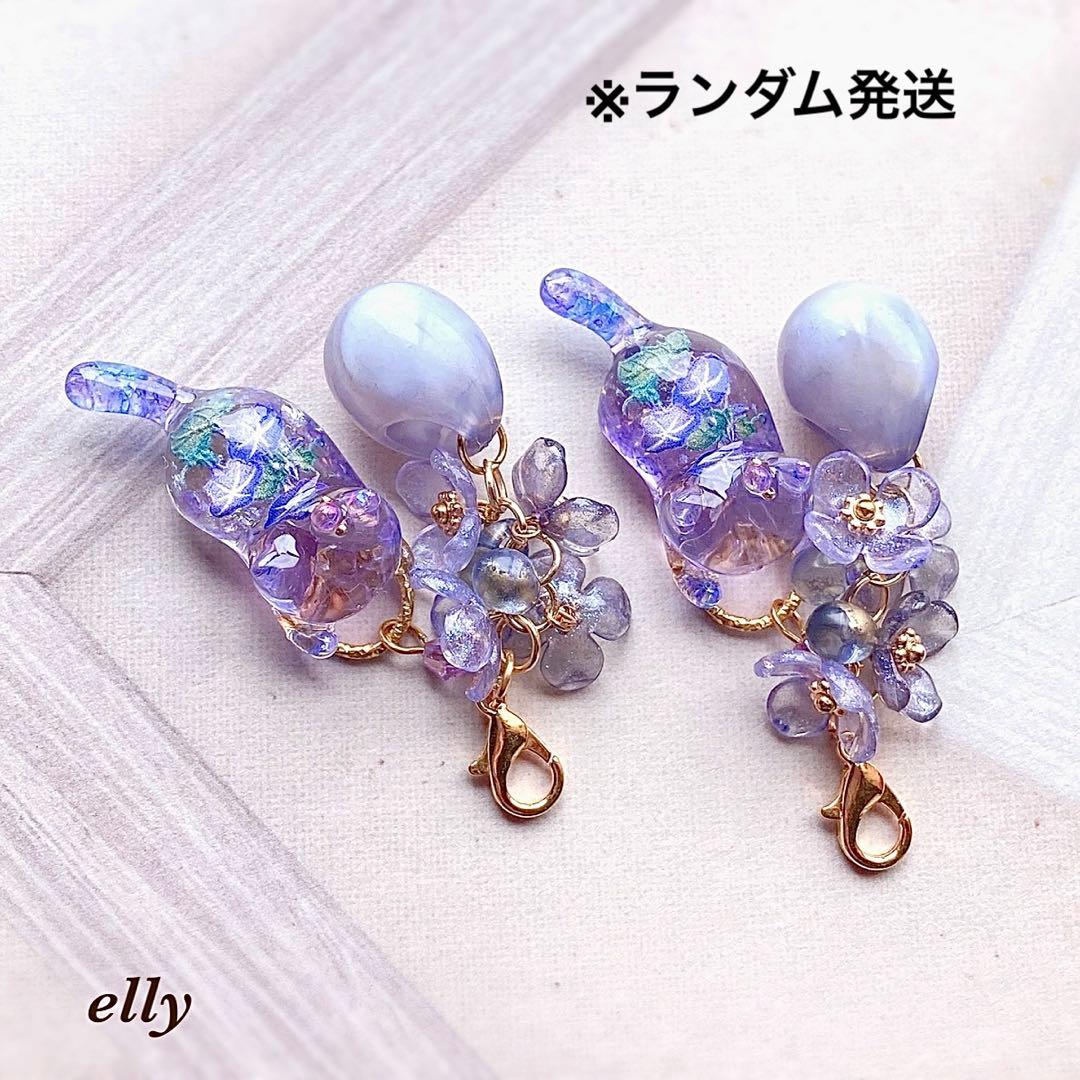 【かなママ様】1387.琉球ガラス　プルメリア　とびつき猫　レジン