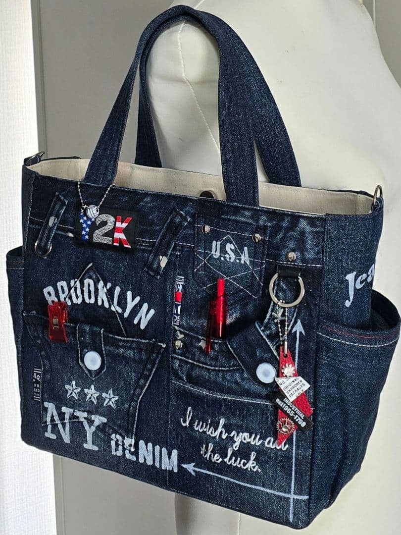 デニムリメイクトートバッグ お洒落カジュアル