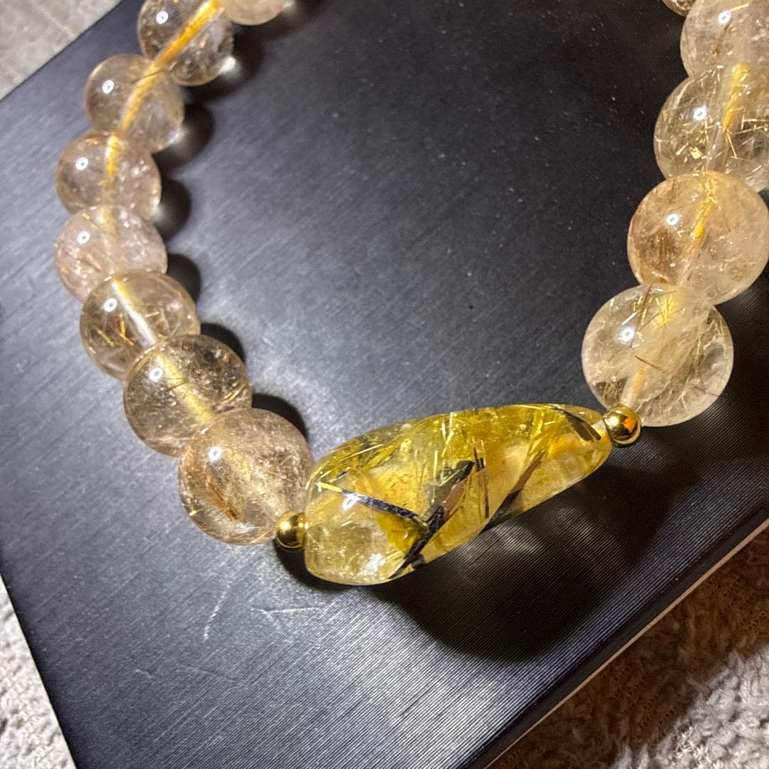 ルチルクォーツ タイチンルチル 雫型ルース パーツ 天然石デザインブレスレット