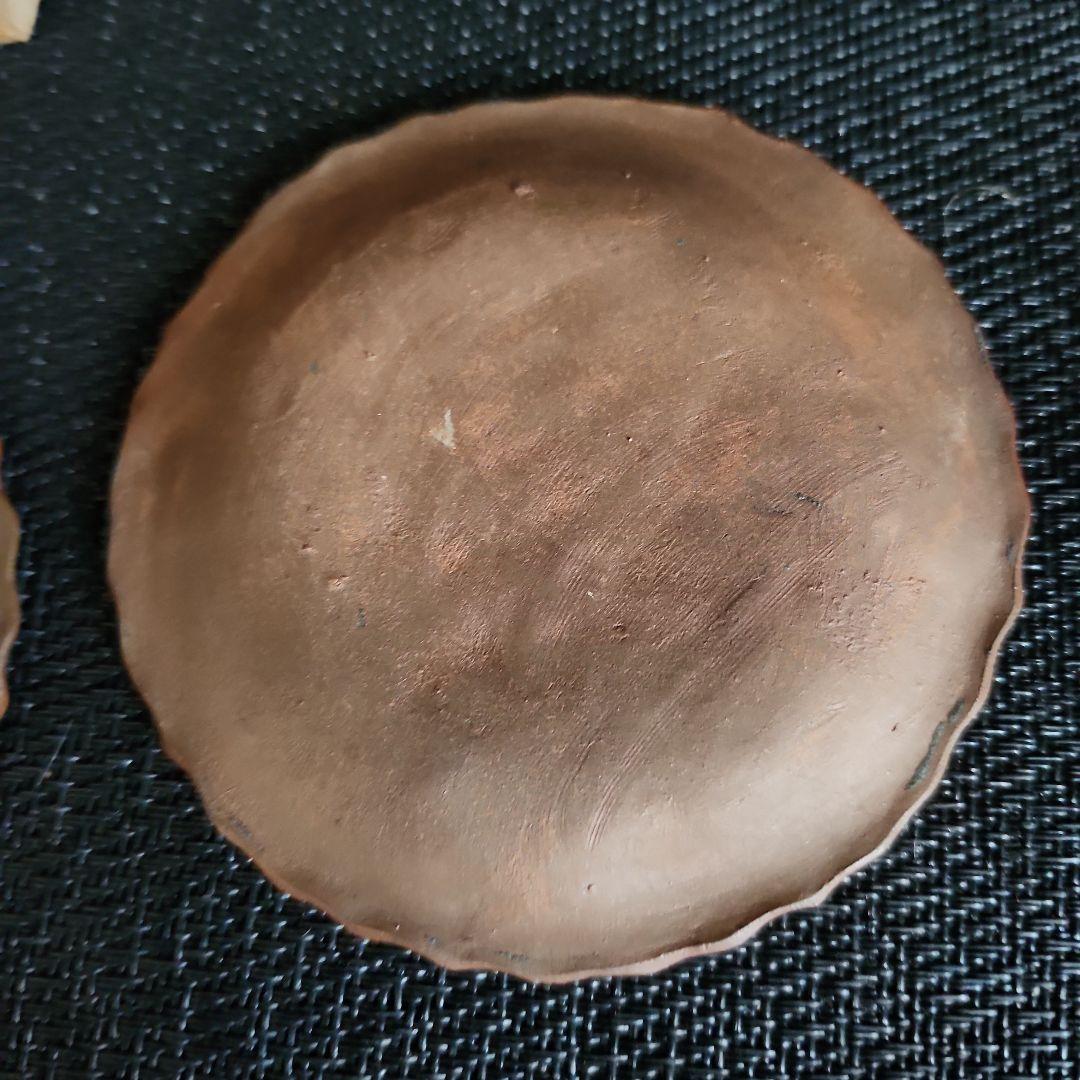 -73\y12 　専用となりました　皿 　備前焼　煎餅皿　鶴　亀