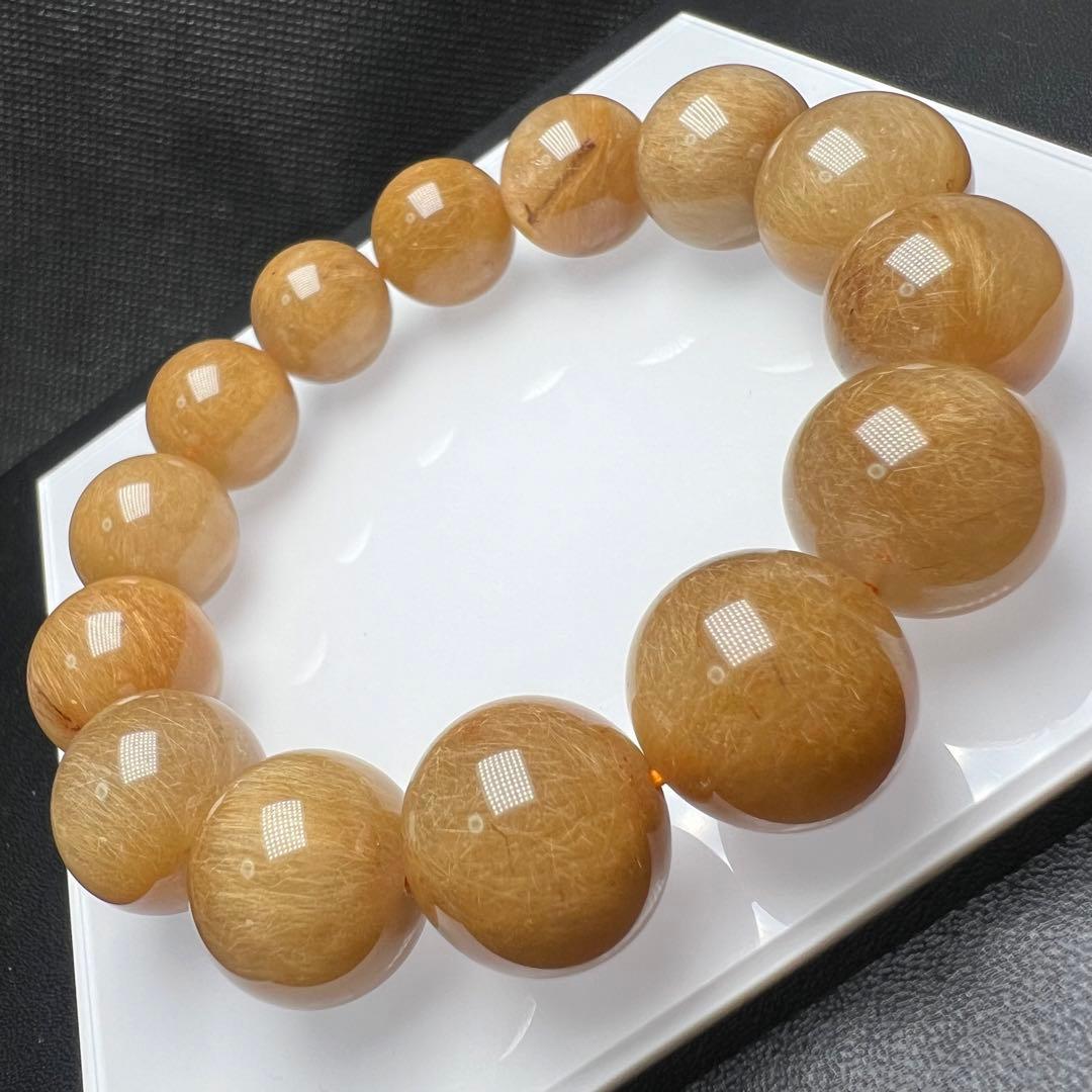 【610191】高品質 ヴィーナスルチルクォーツ 15.6mm ブレスレット