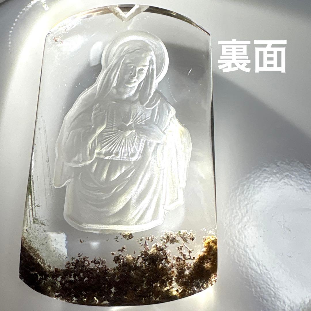 【特注品】天然水晶　聖マリア様のペンダントパーツ　ガーデンクォーツ