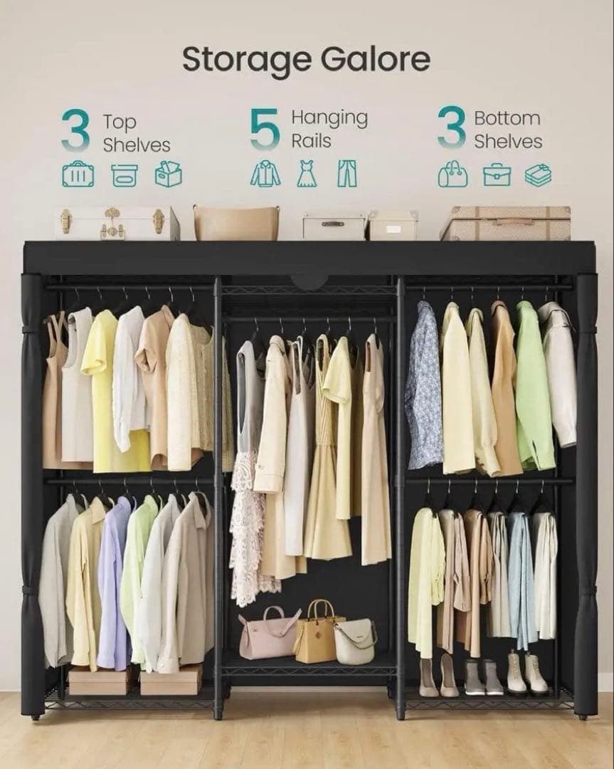 SONGMICS ブラック ハンガーラック