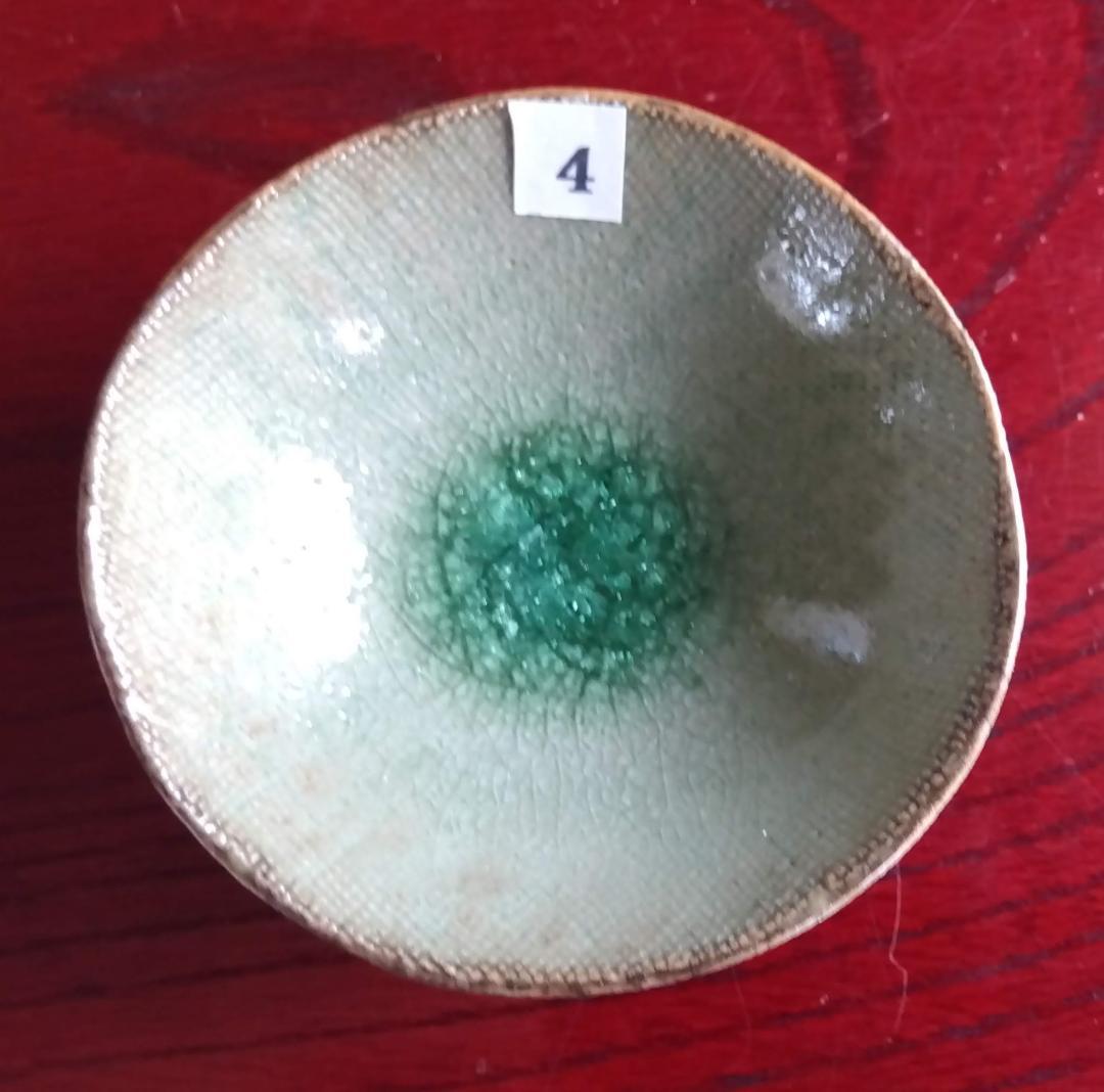 越前焼名工　桝田屋光生　自然灰釉窯変ビードロ模様ぐいのみ【大きめ】豆茶碗 セット