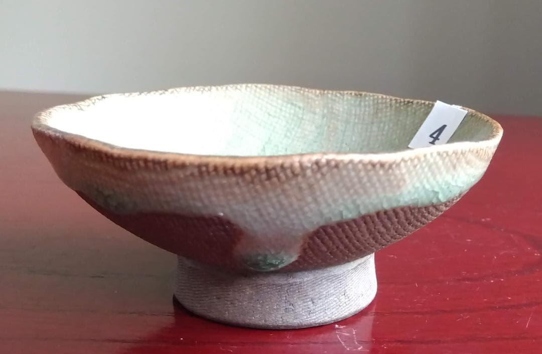 越前焼名工　桝田屋光生　自然灰釉窯変ビードロ模様ぐいのみ【大きめ】豆茶碗 セット