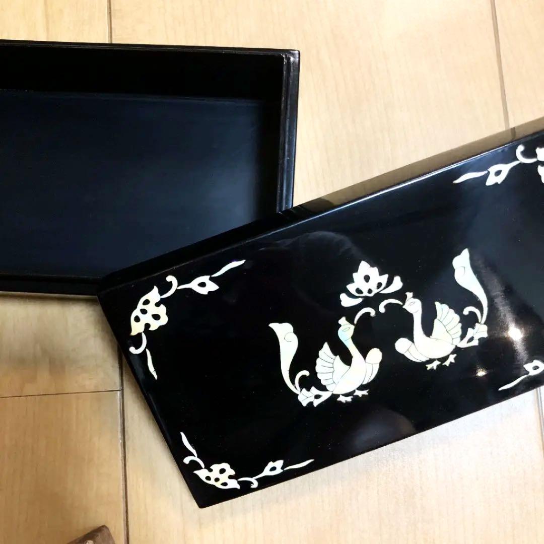 【極美品】奈良漆器 御調宝箱 天平文様 木製 漆 貝象嵌 正倉院文様