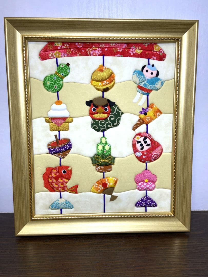 ハンドメイドきめこみ　おめでた吊し飾り