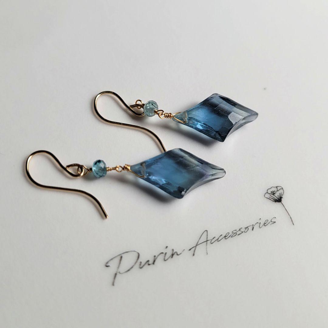 ブルーグリーンフローライト ピアス