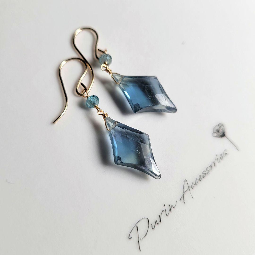 ブルーグリーンフローライト ピアス