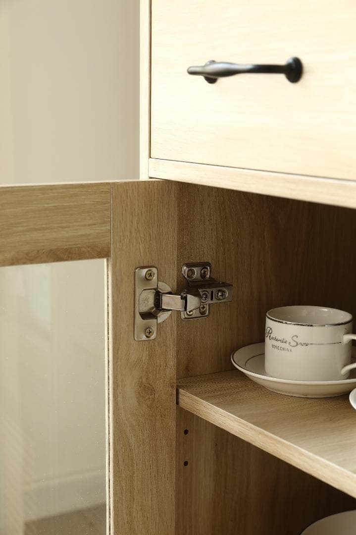 キャビネット レンジ台 キッチン収納幅88cm ガラス コンパクトNATURAL