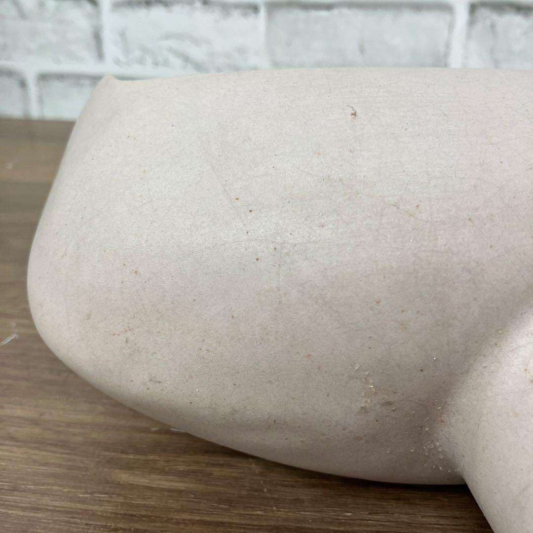 D-壁 花瓶 生け花 華道 陶器 舟形 三日月 ニュアンスカラー 貫入 花器