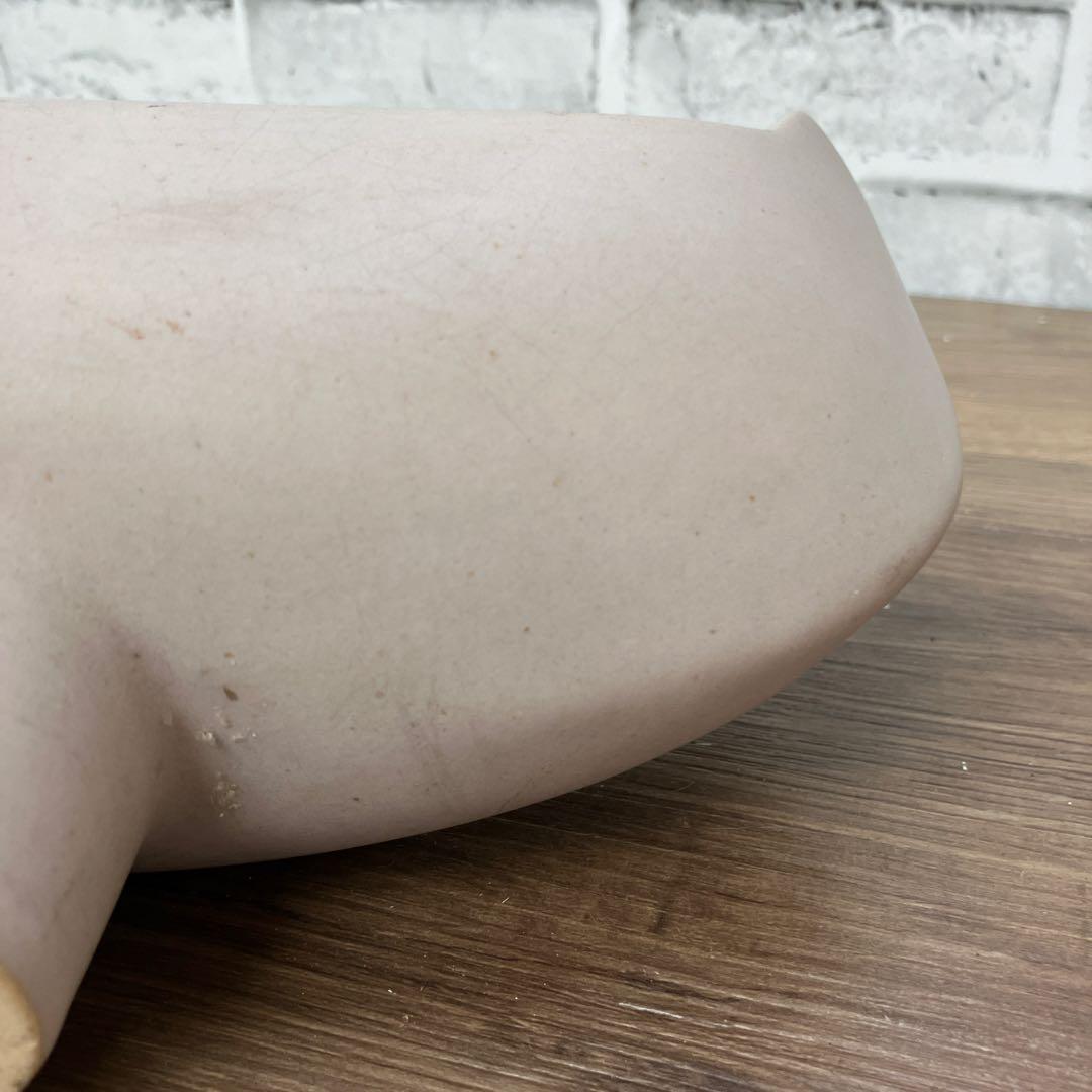 D-壁 花瓶 生け花 華道 陶器 舟形 三日月 ニュアンスカラー 貫入 花器