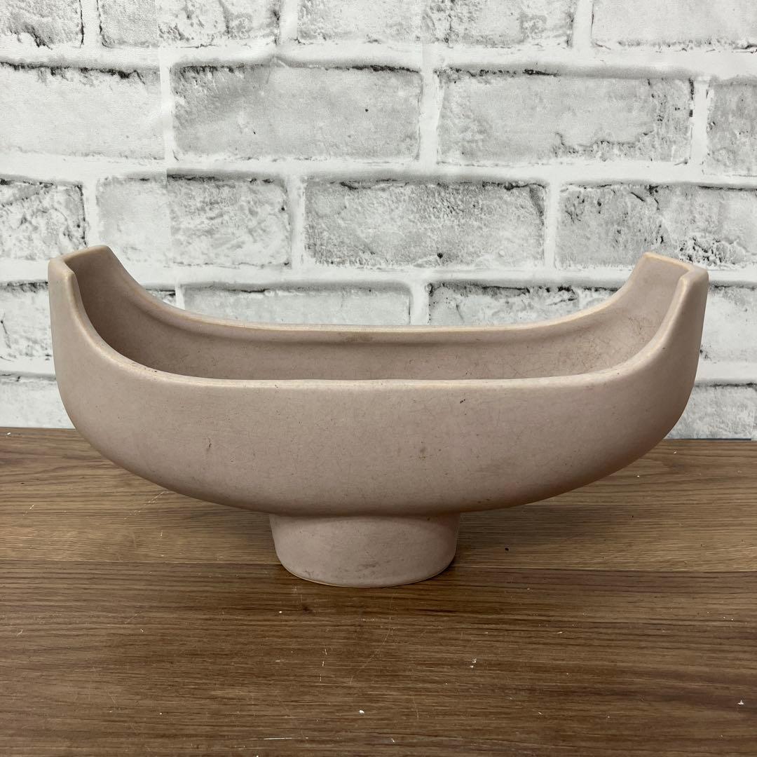 D-壁 花瓶 生け花 華道 陶器 舟形 三日月 ニュアンスカラー 貫入 花器