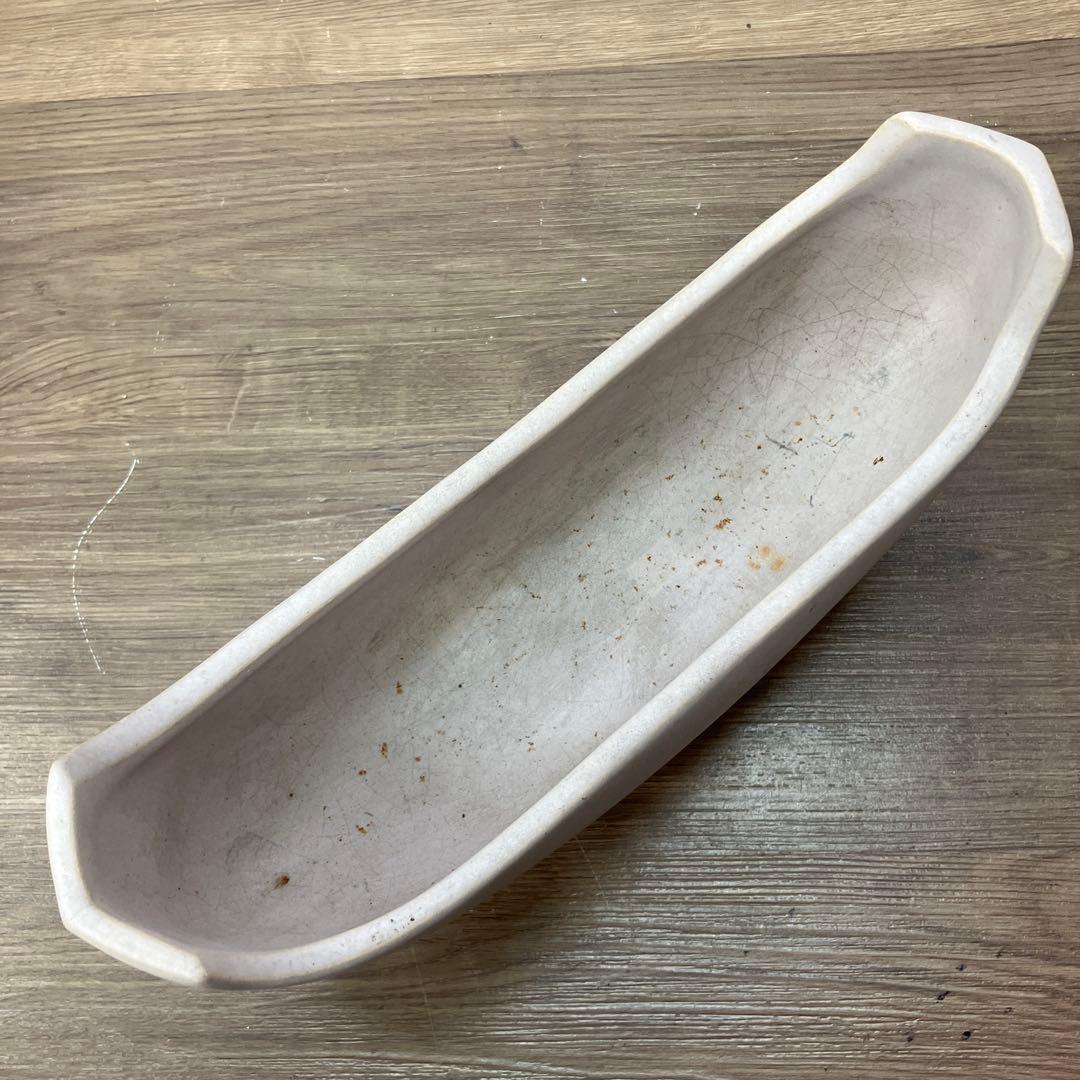 D-壁 花瓶 生け花 華道 陶器 舟形 三日月 ニュアンスカラー 貫入 花器