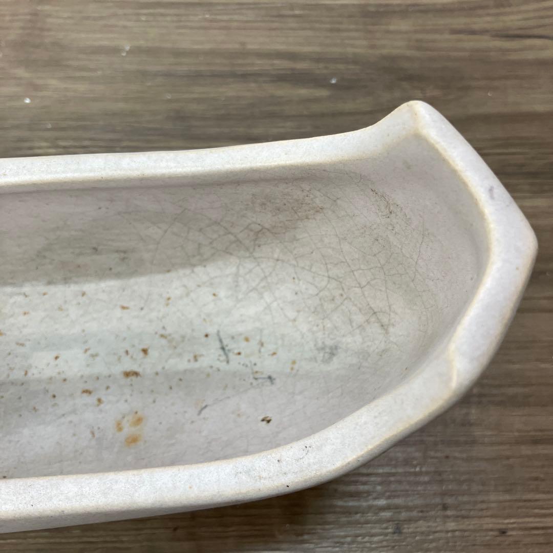 D-壁 花瓶 生け花 華道 陶器 舟形 三日月 ニュアンスカラー 貫入 花器