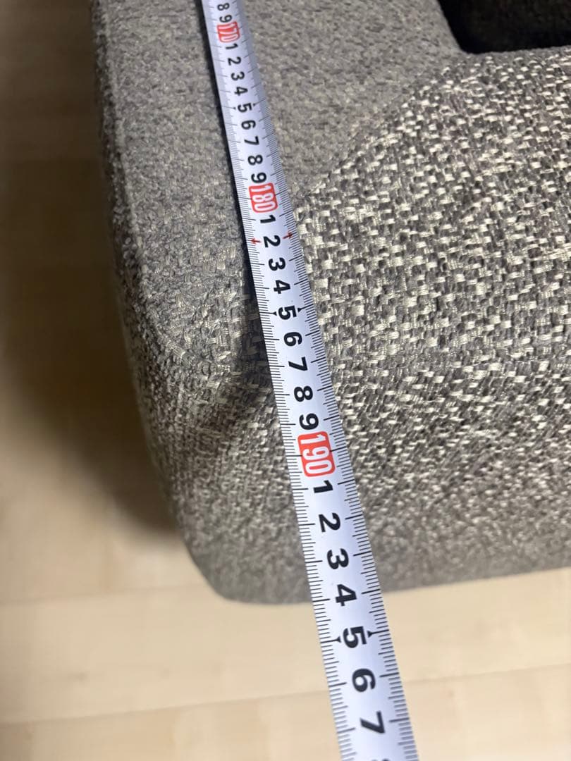 むっしゅ　カリモク　ベージュL字型ソファと同色三角テーブルセット