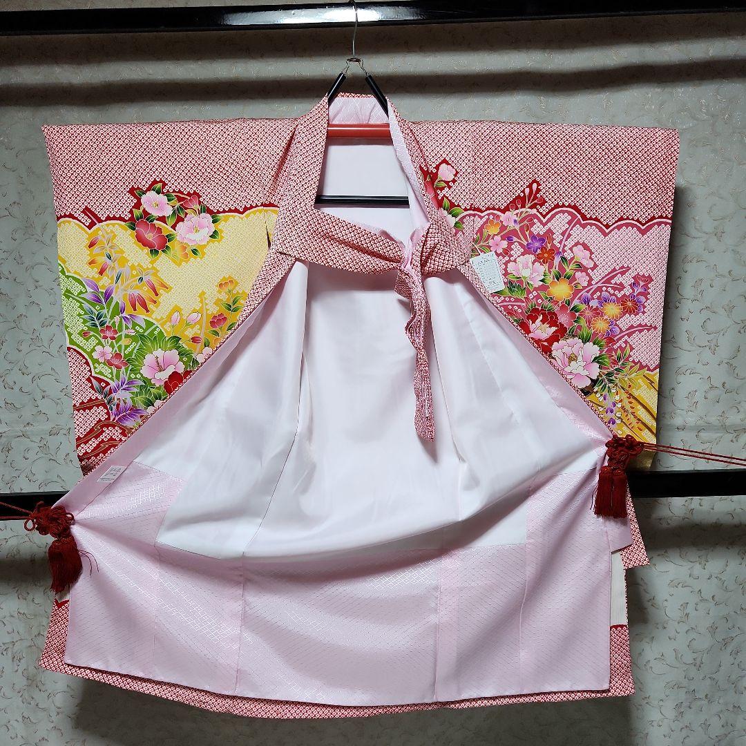 #153 ( 保管品 ) 正絹  女児  お宮参り 産着  きもの  染め鹿の子