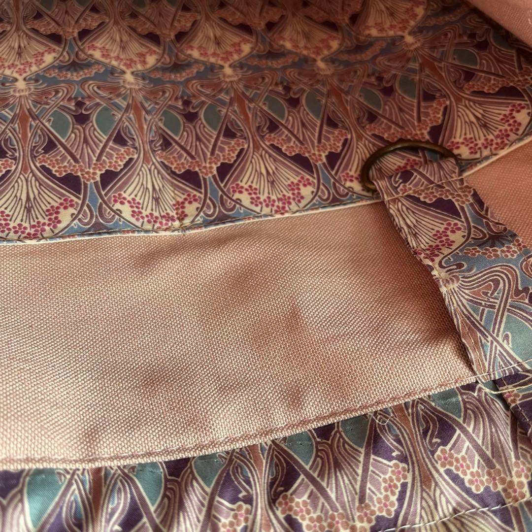 ハンドメイド　リバティ　巾着トートバッグ　ふんわりポーチ大　アイアンシ