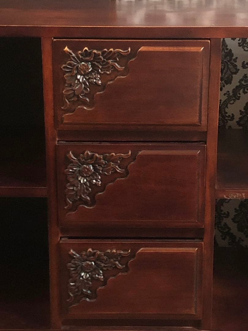 希少 逸品♦️素晴らしい 手彫り 彫刻棚♦️高級 飾り棚♦️和モダン♦️送料込