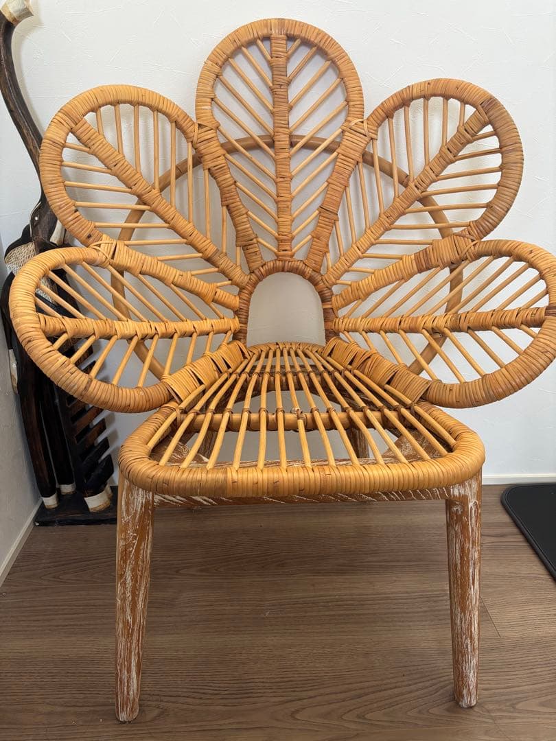 ラタン×チーク フラワーチェア