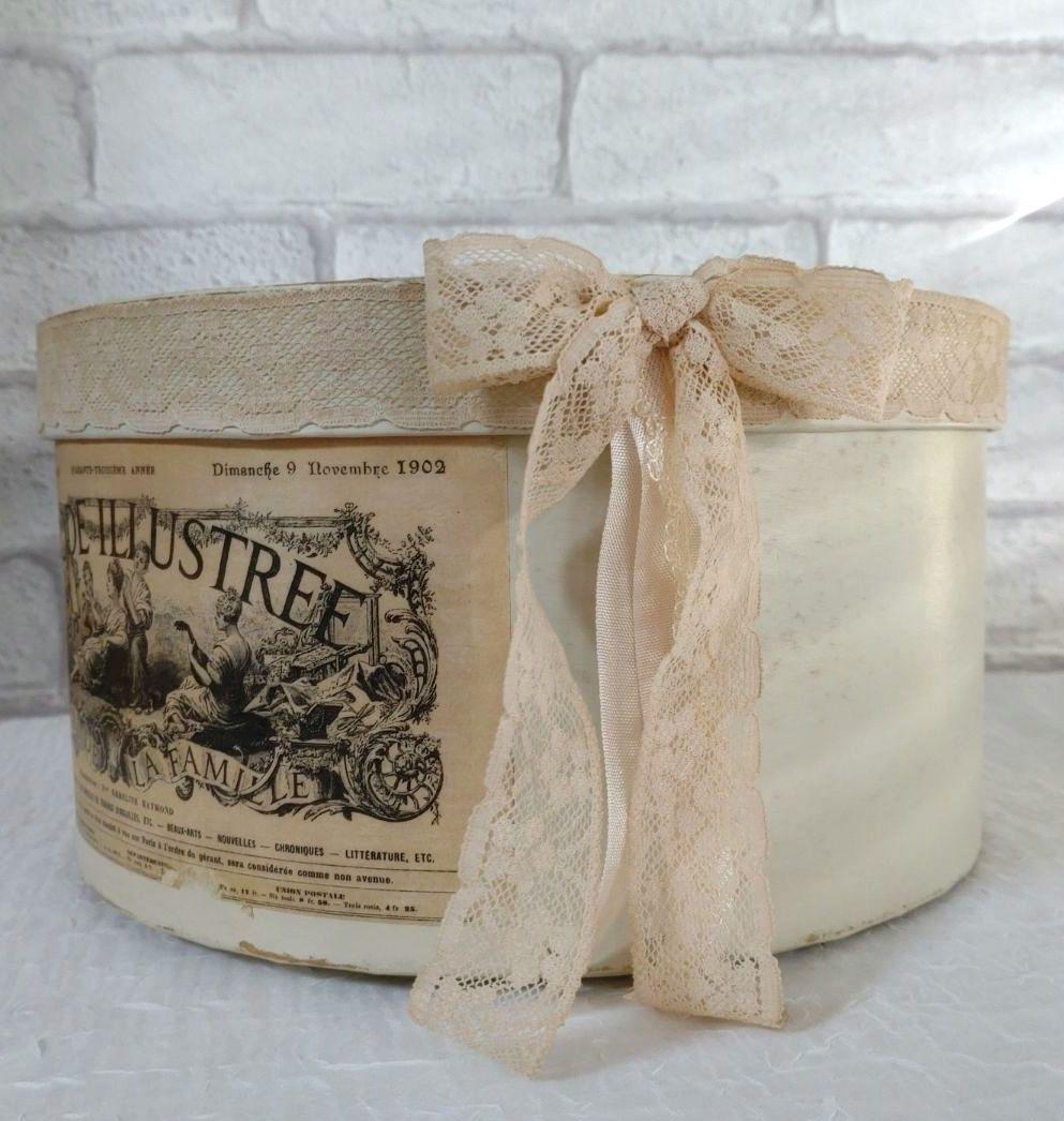 アンティーク風 小物入れ ラウンドボックス ［No.FR-0025］