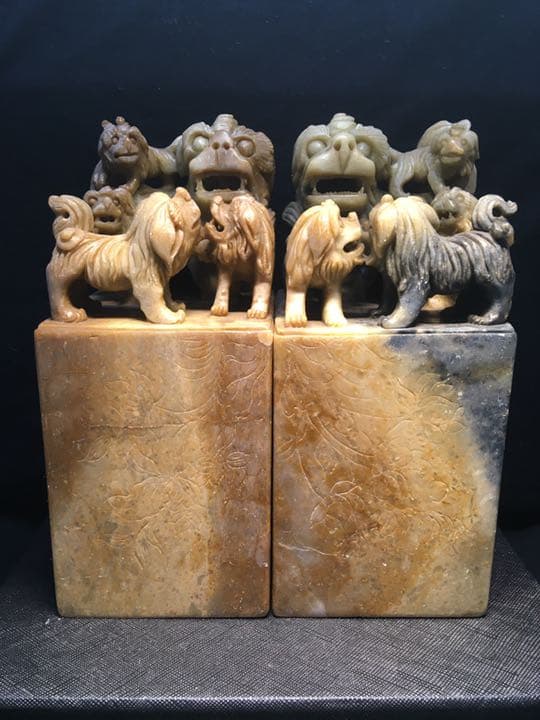 天然石特大印材置物
