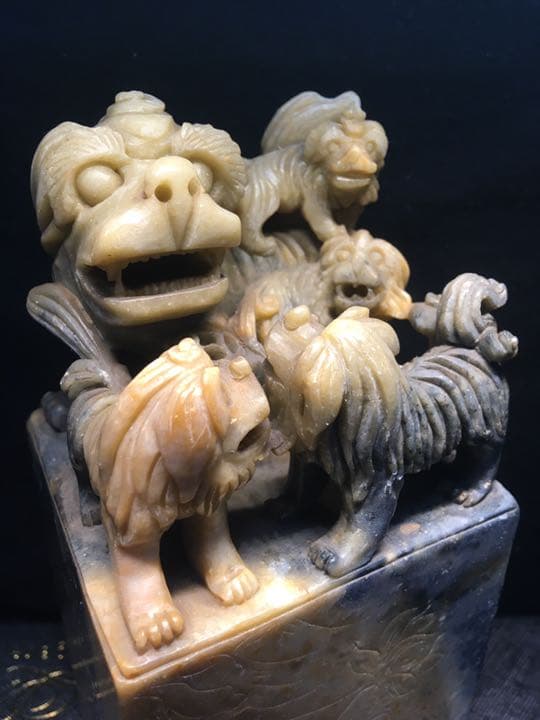 天然石特大印材置物