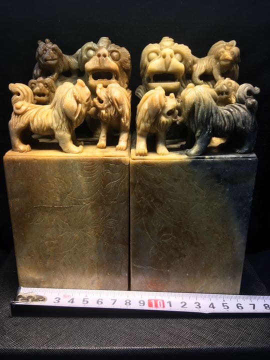 天然石特大印材置物