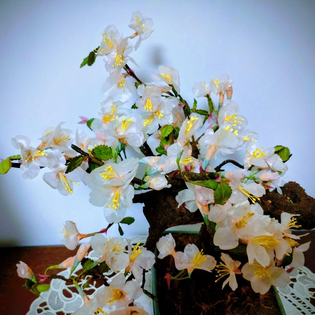 桜の盆栽 　クラフト 桜の花　枝 　コケ 全て手作り です