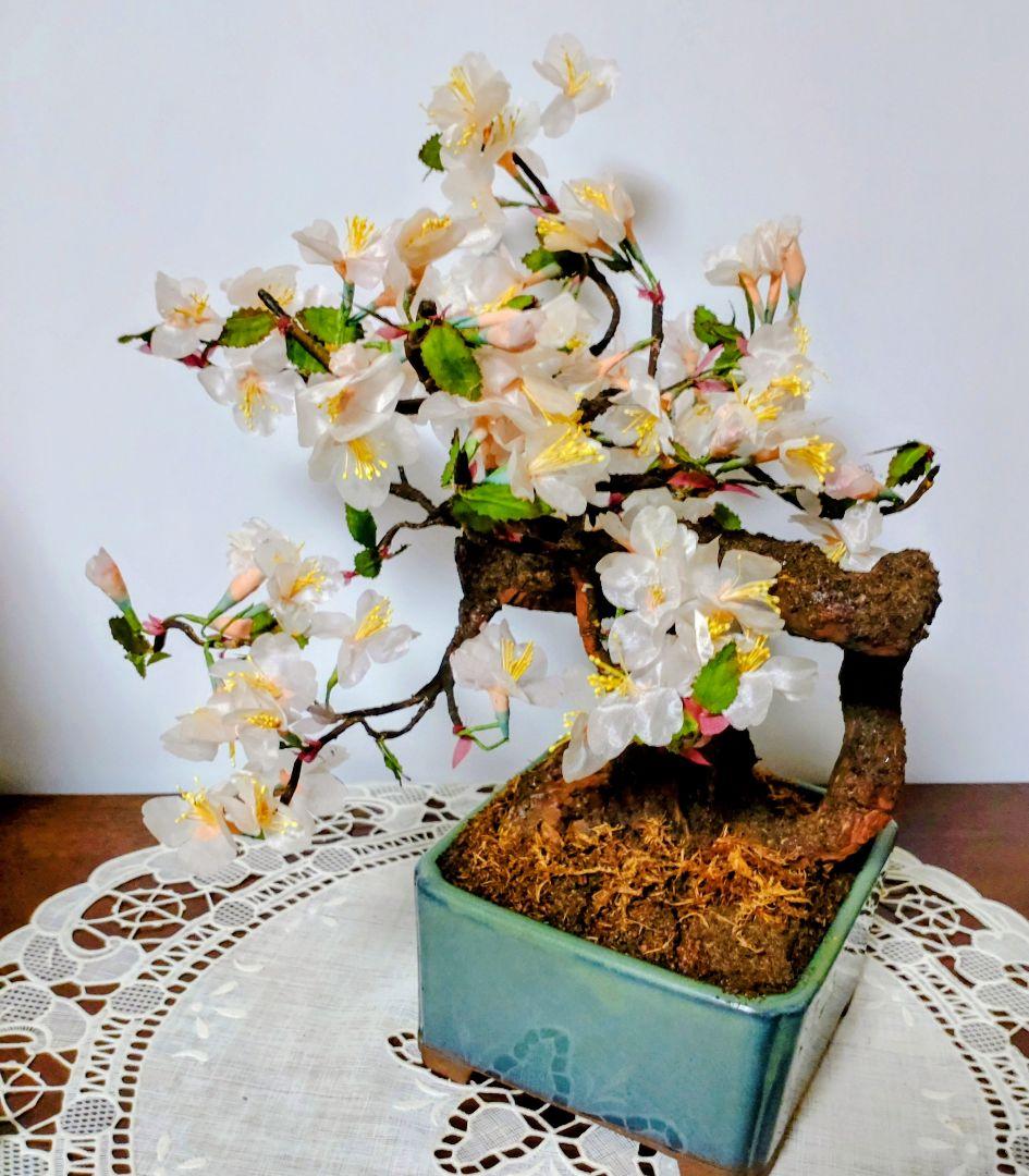 桜の盆栽 　クラフト 桜の花　枝 　コケ 全て手作り です