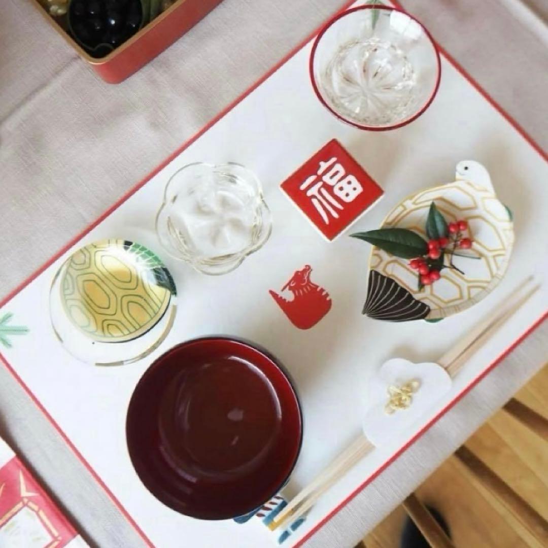 【新品】【大人気】有田焼　幸楽窯　鶴亀銘々皿セット　縁起物