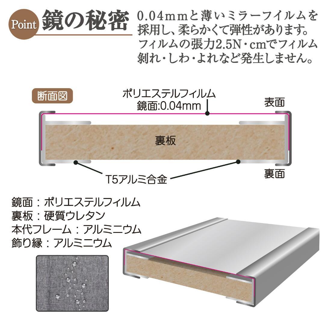 割れない鏡 スタンドミラー 全身鏡 幅100×高さ160cm スタンド付き（銀）