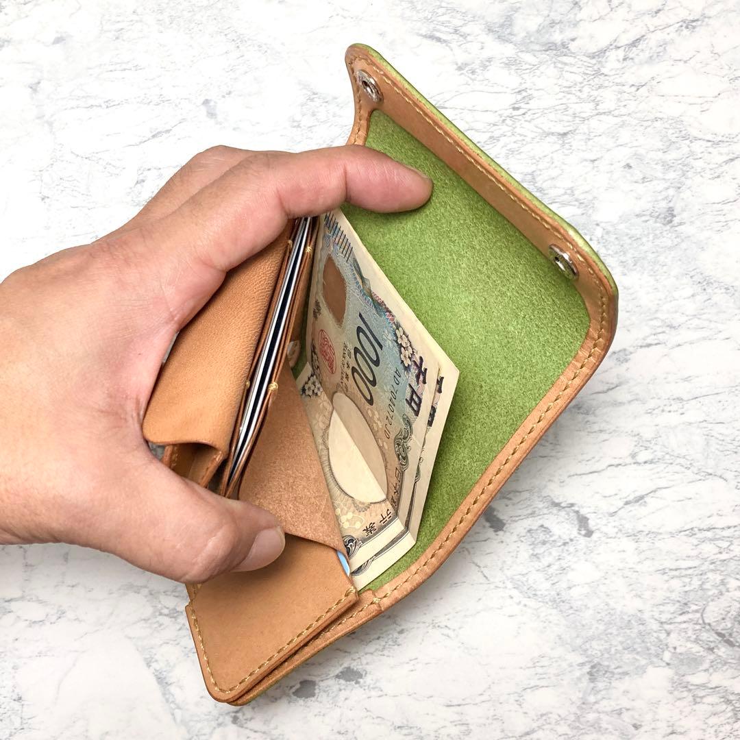 【総手縫い】ミニ財布 レザー 三つ折り財布 レディース コンパクト財布 メンズ