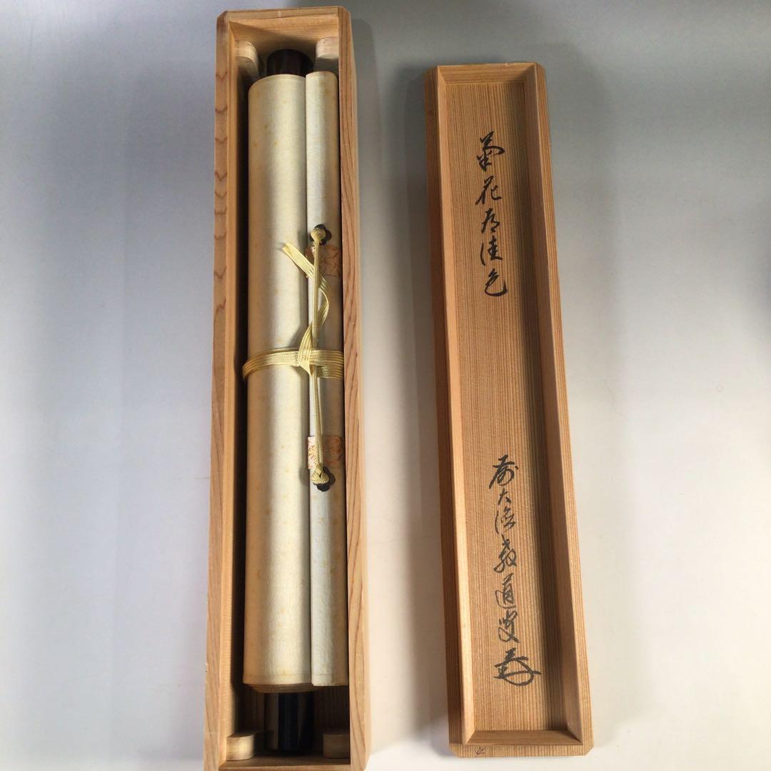 Ｇ６１８　掛軸　大徳寺　教道宗育　『菊花有佳色』　共箱　『真作』　肉筆　一行書