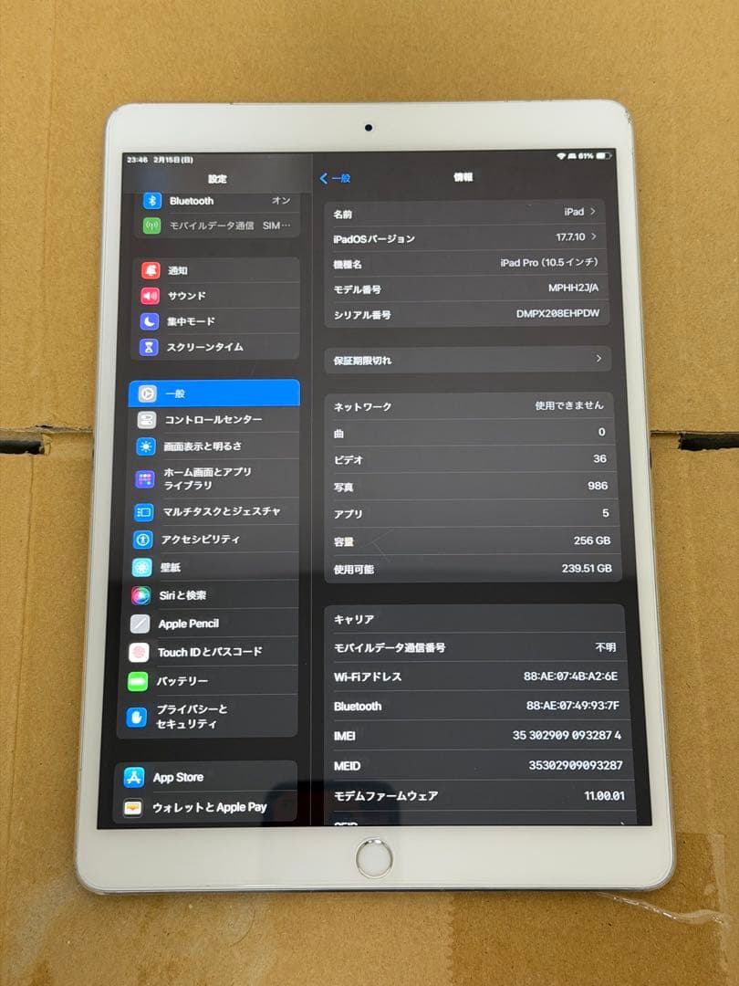 iPad Pro 10.5インチ シルバー 256GB 本体　忍び