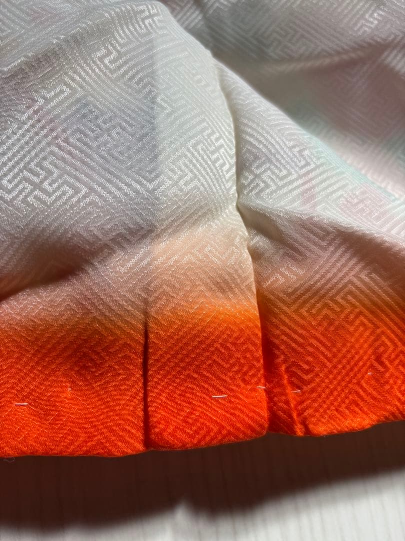 七五三用 花柄着物　未使用豪華　赤オレンジベージュ地　旭化成エルタス 旭秀苑創作