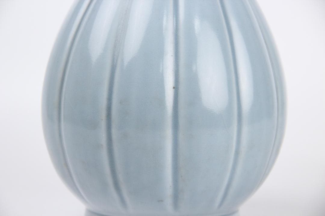 伊藤陶山 造 天藍瓷 耳付 花瓶 花鉢 共箱 AR2119