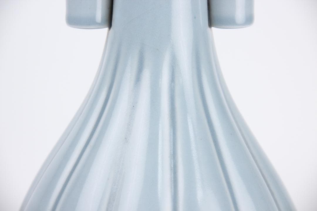 伊藤陶山 造 天藍瓷 耳付 花瓶 花鉢 共箱 AR2119