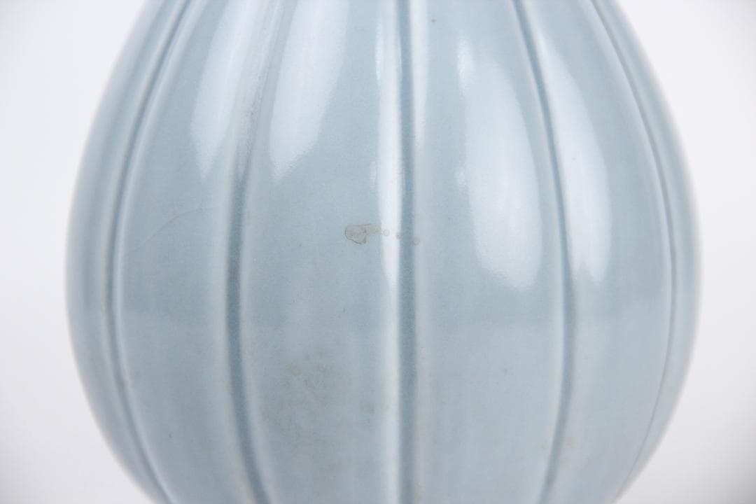 伊藤陶山 造 天藍瓷 耳付 花瓶 花鉢 共箱 AR2119