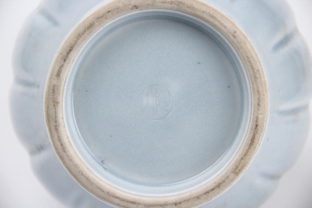 伊藤陶山 造 天藍瓷 耳付 花瓶 花鉢 共箱 AR2119