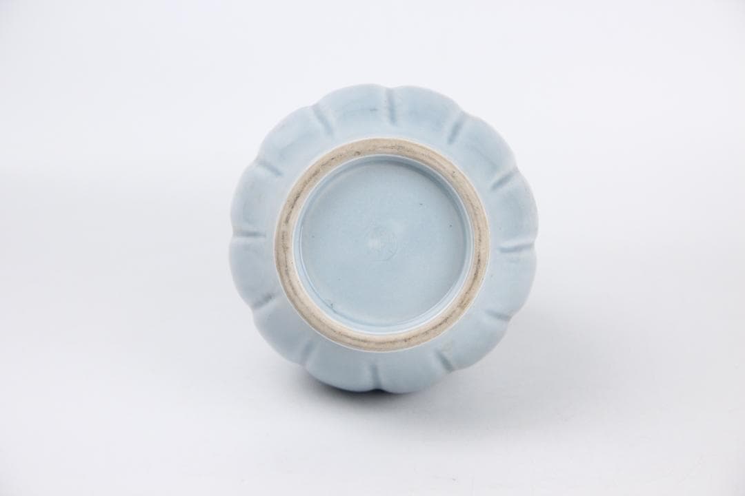 伊藤陶山 造 天藍瓷 耳付 花瓶 花鉢 共箱 AR2119