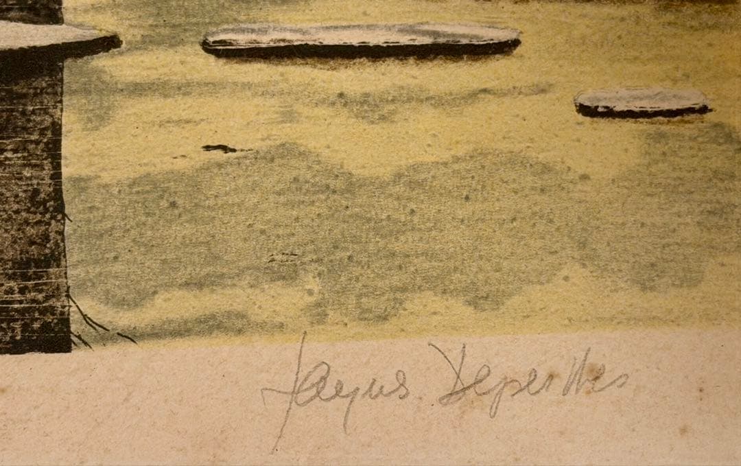 デペルト「冬の太陽」リトグラフ 版画 額装 インテリア 風景 #170-3