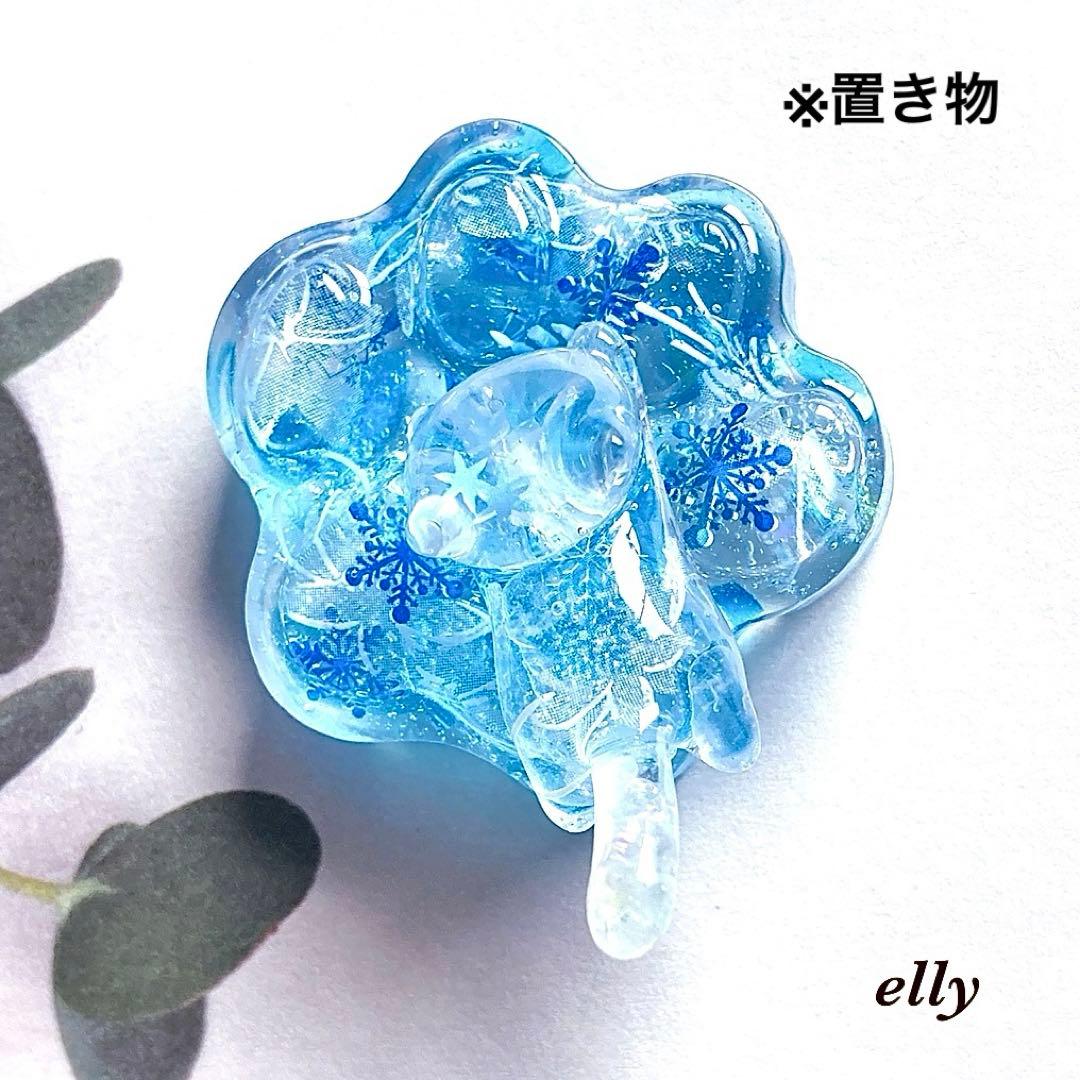 【やの様】1661.天然石　オブシディアン　和柄　じゃれ猫　レジン　キーホルダー