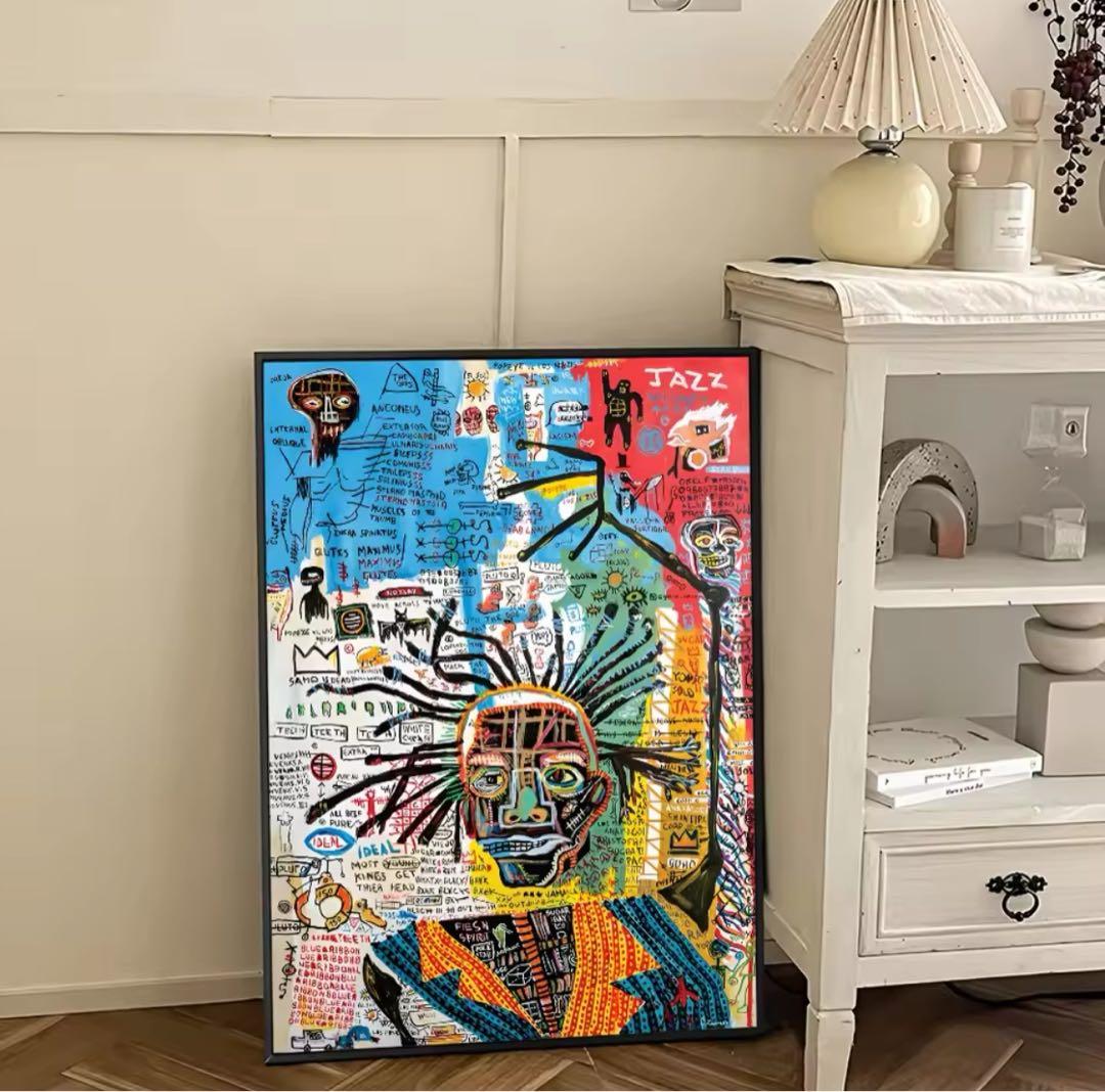 額入 バスキア ポスター 北欧 絵 アート 大判 人気 絵画 おしゃれ フレーム