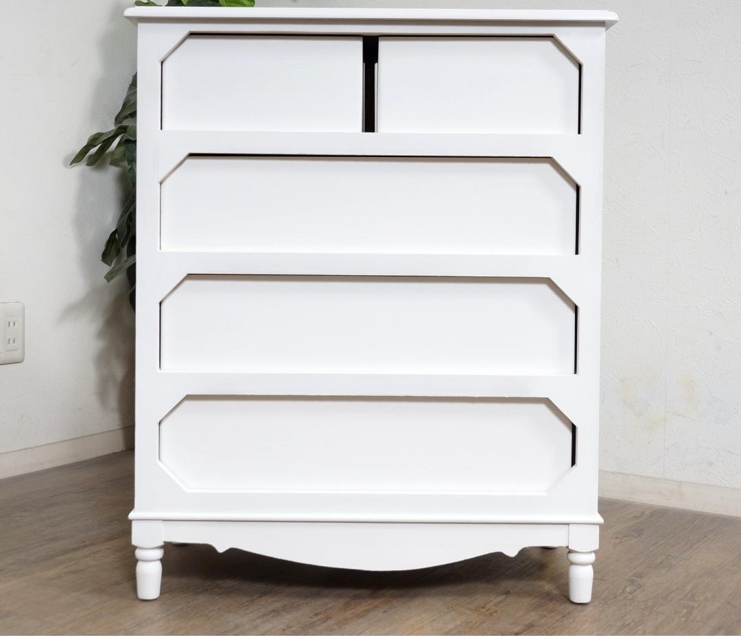 ◆訳あり◆【新品】アンティーク調 ホワイトチェスト ローズレリーフ　エレガント